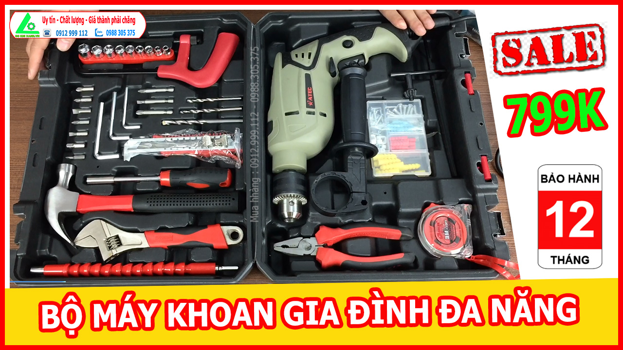 BỘ MÁY KHOAN 100 CHI TIẾT ATEC AT7218