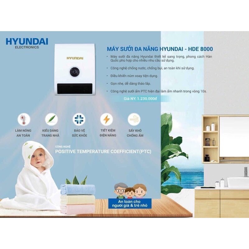 Máy sưởi nhà tắm Hyundai HDE-8000