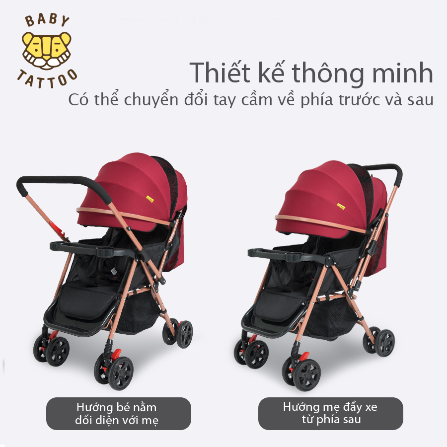 Xe đẩy em bé 2 chiều Baby Tattoo Duke