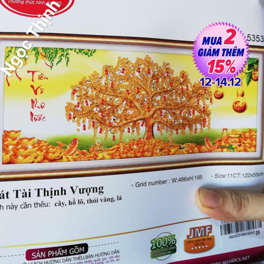 Tranh thêu chữ thập cây tiền