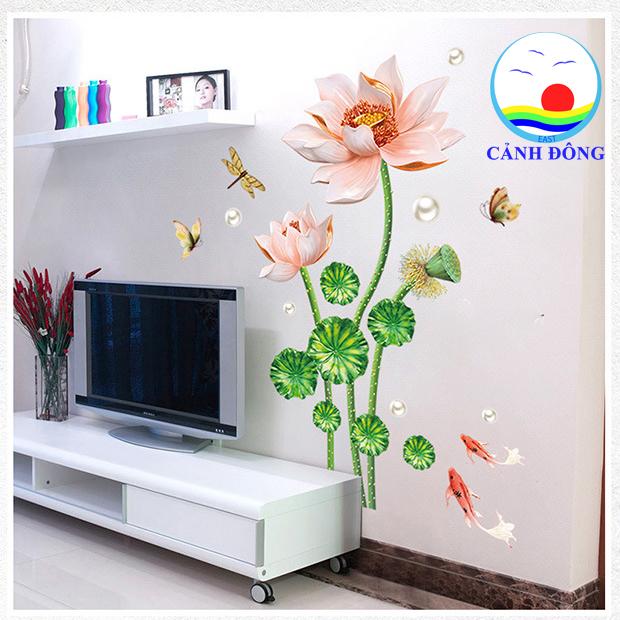 Đồng hồ tranh hoa sen khoe sắc