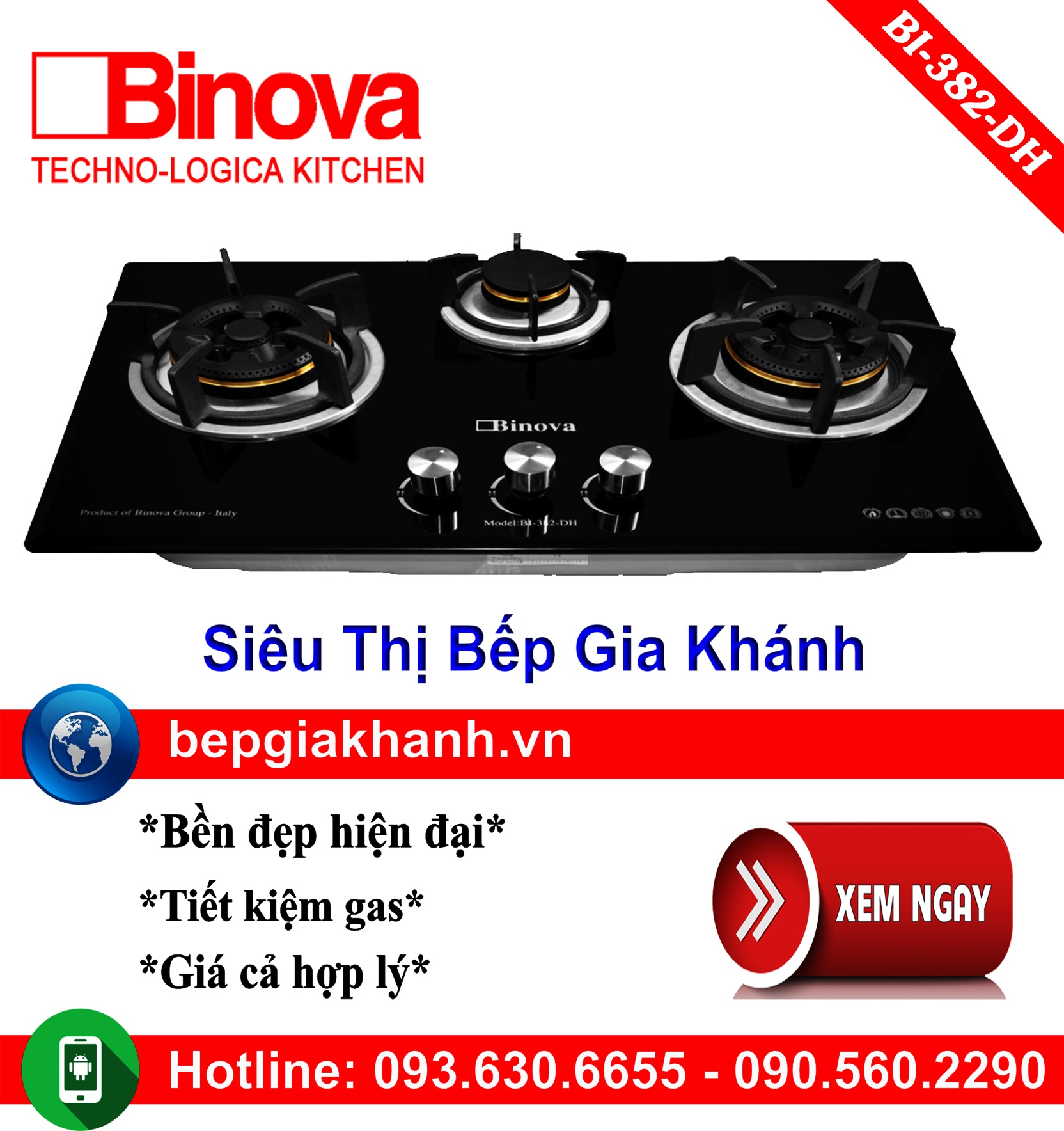 Bếp gas âm Binova BI-382-DH