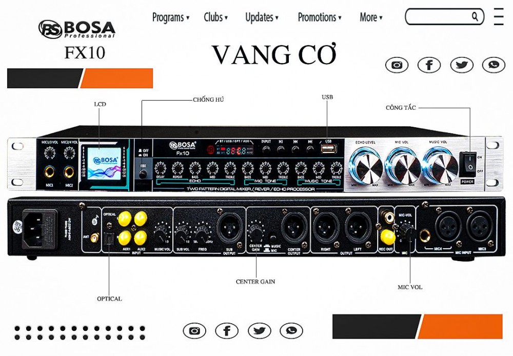 Vang cơ karaoke BOSA FX10