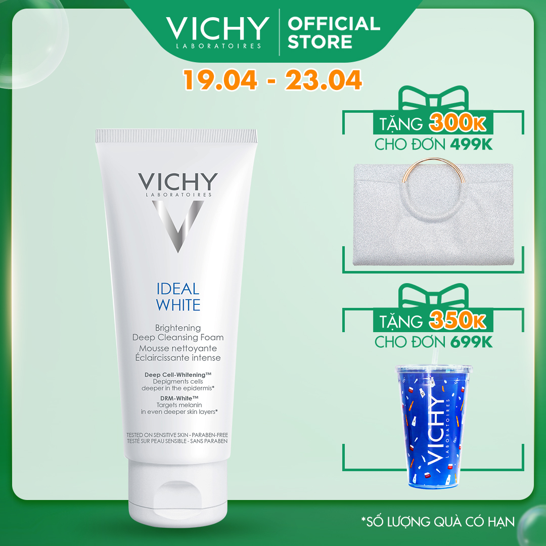 Sữa rửa mặt tạo bọt dưỡng trắng da Vichy Ideal White Brightening Deep Cleansing Foam 100ml