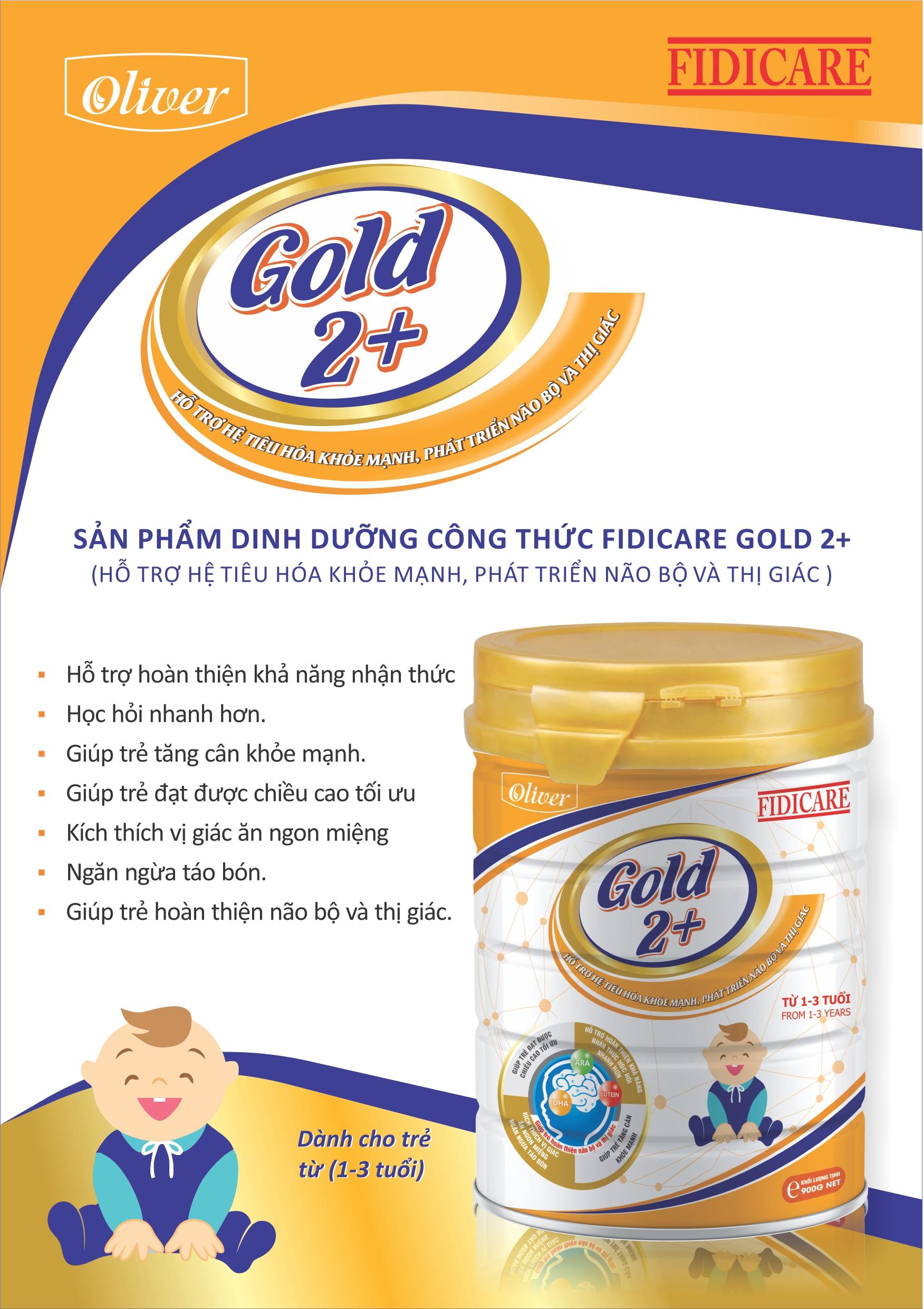 Sữa bột Fidicare Gold 2+ 900g