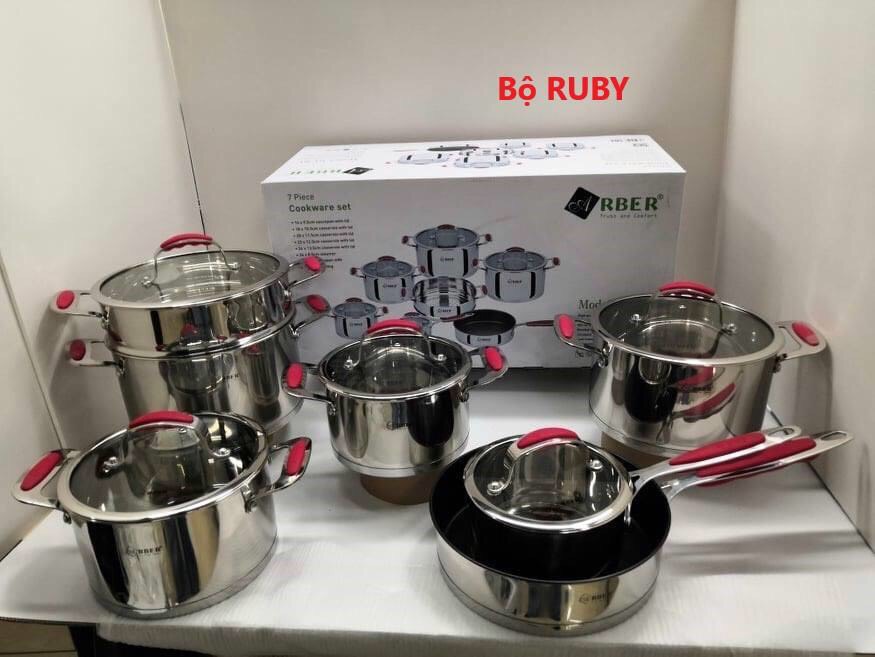 BỘ NỒI 7 MÓN INOX ARBER RUBY