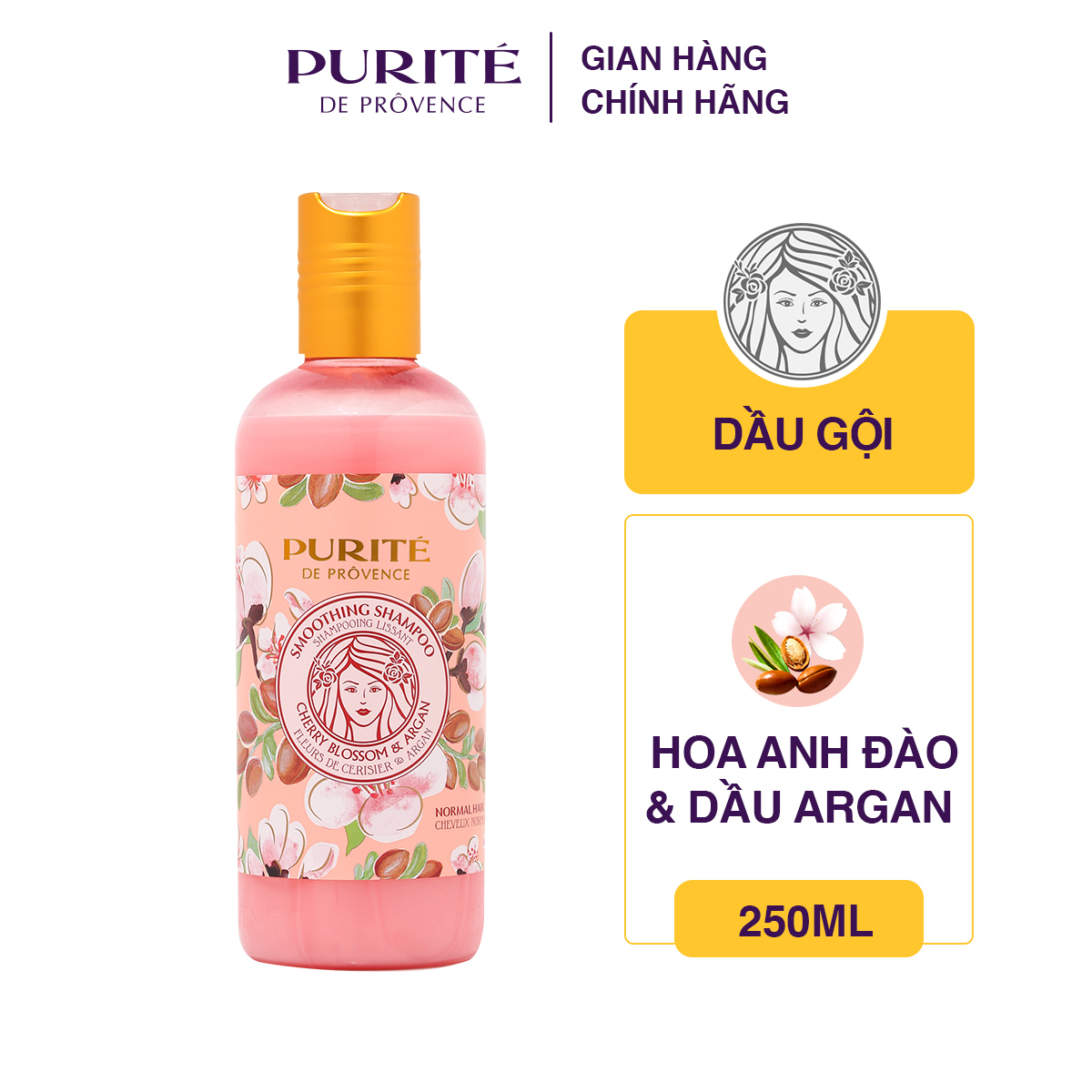Dầu gội dưỡng cho tóc thường và khô Purité by Prôvence hoa Anh Đào 250ml
