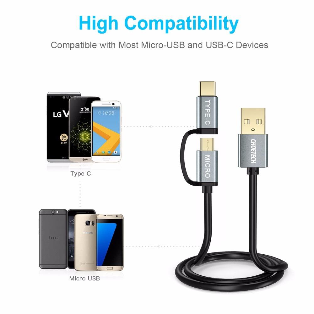 CÁP SẠC 2 TRONG 1 USB-C CHOETECH XAC0012