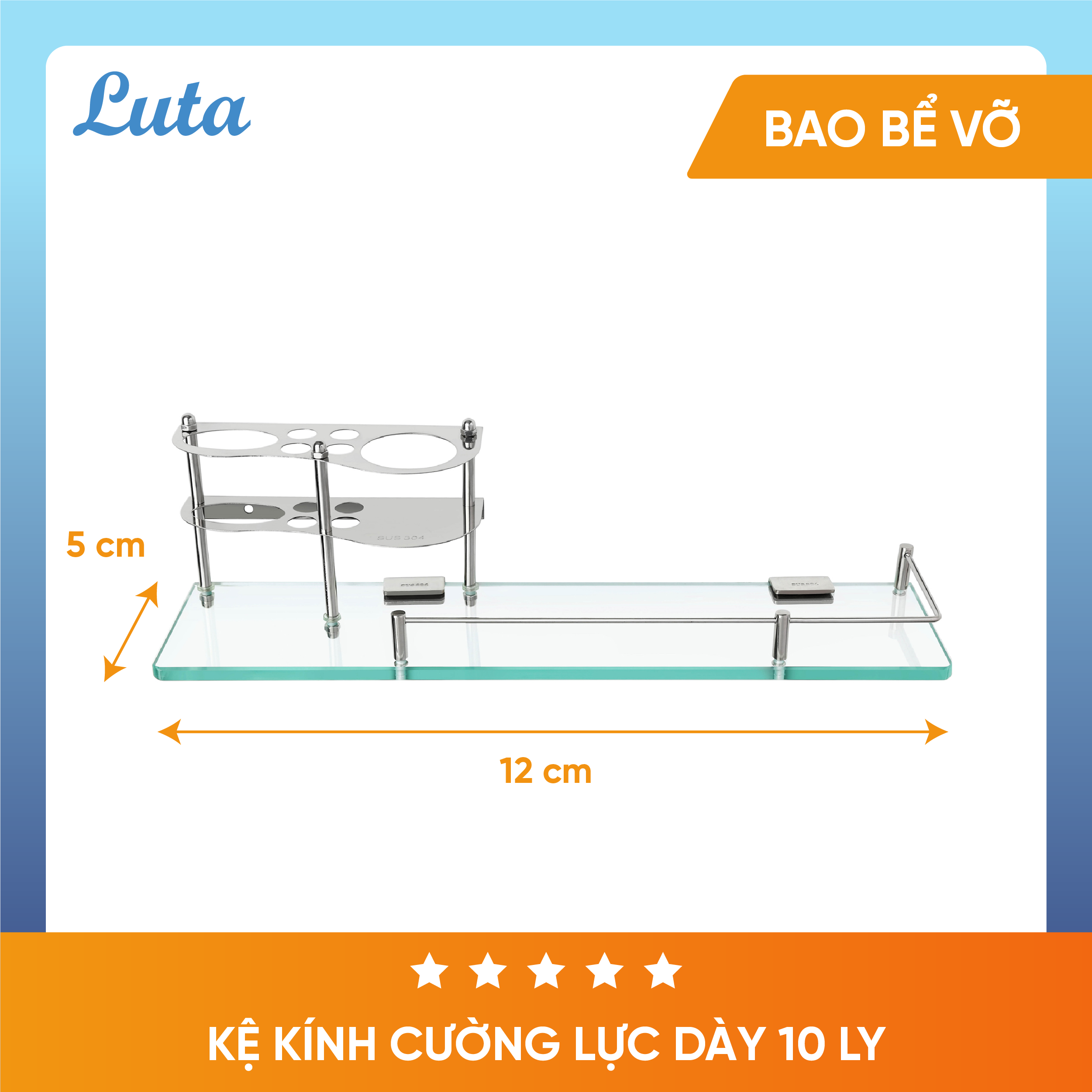 Kệ kính thẳng 2 tầng KK02