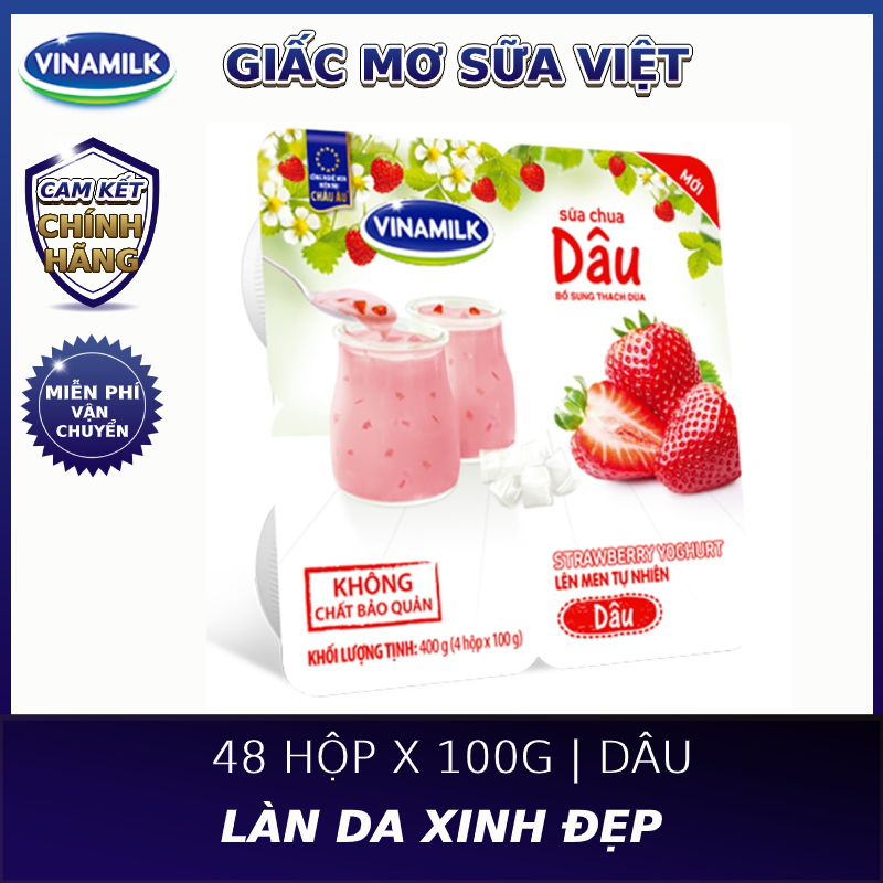Sữa chua Vinamilk dâu Thùng 48 hộp