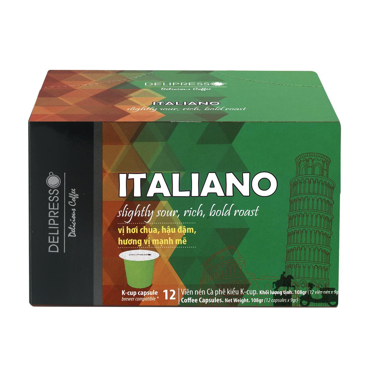 Cà phê Delipresso Italiano 80 viên 9g