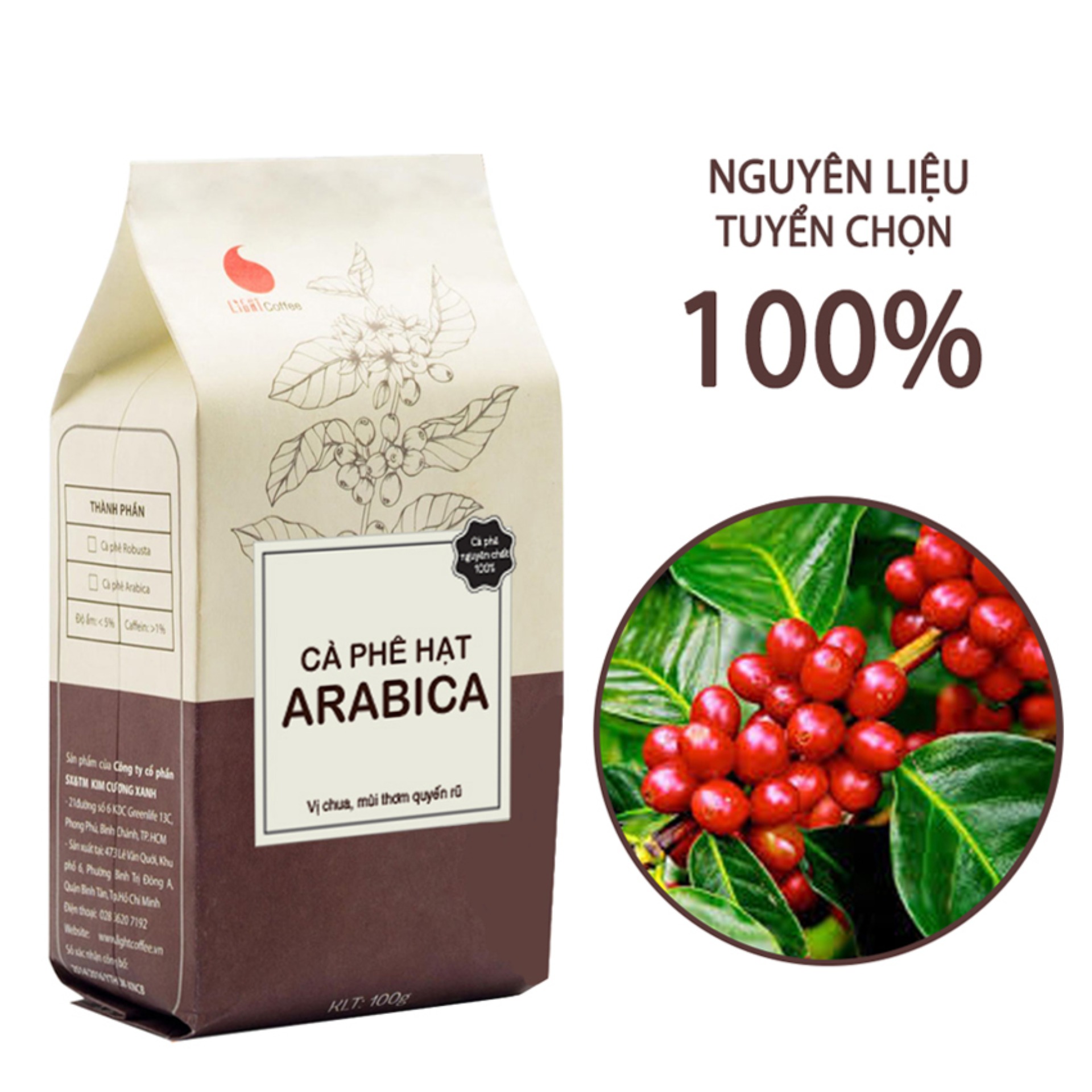 Cà phê hạt Arabica Light Coffee 100g