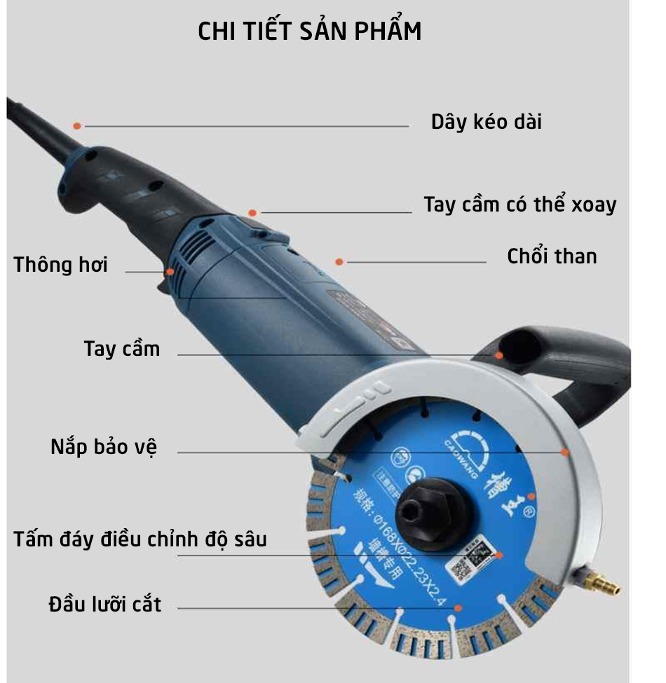 MÁY CẮT RÃNH TƯỜNG MỘT LƯỠI CAOWANG CW1680