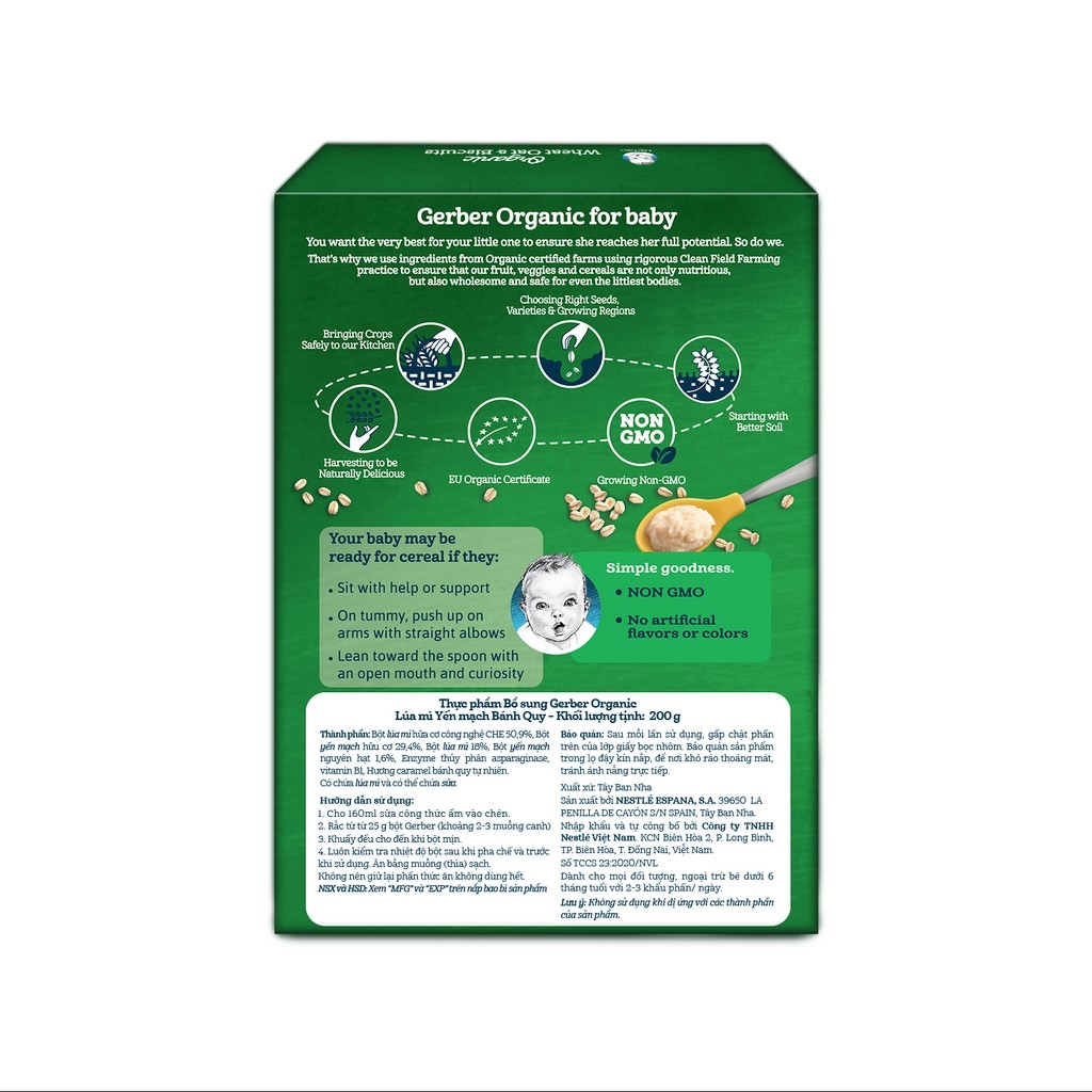 Bột ăn dặm Gerber Organic lúa mì yến mạch 200g
