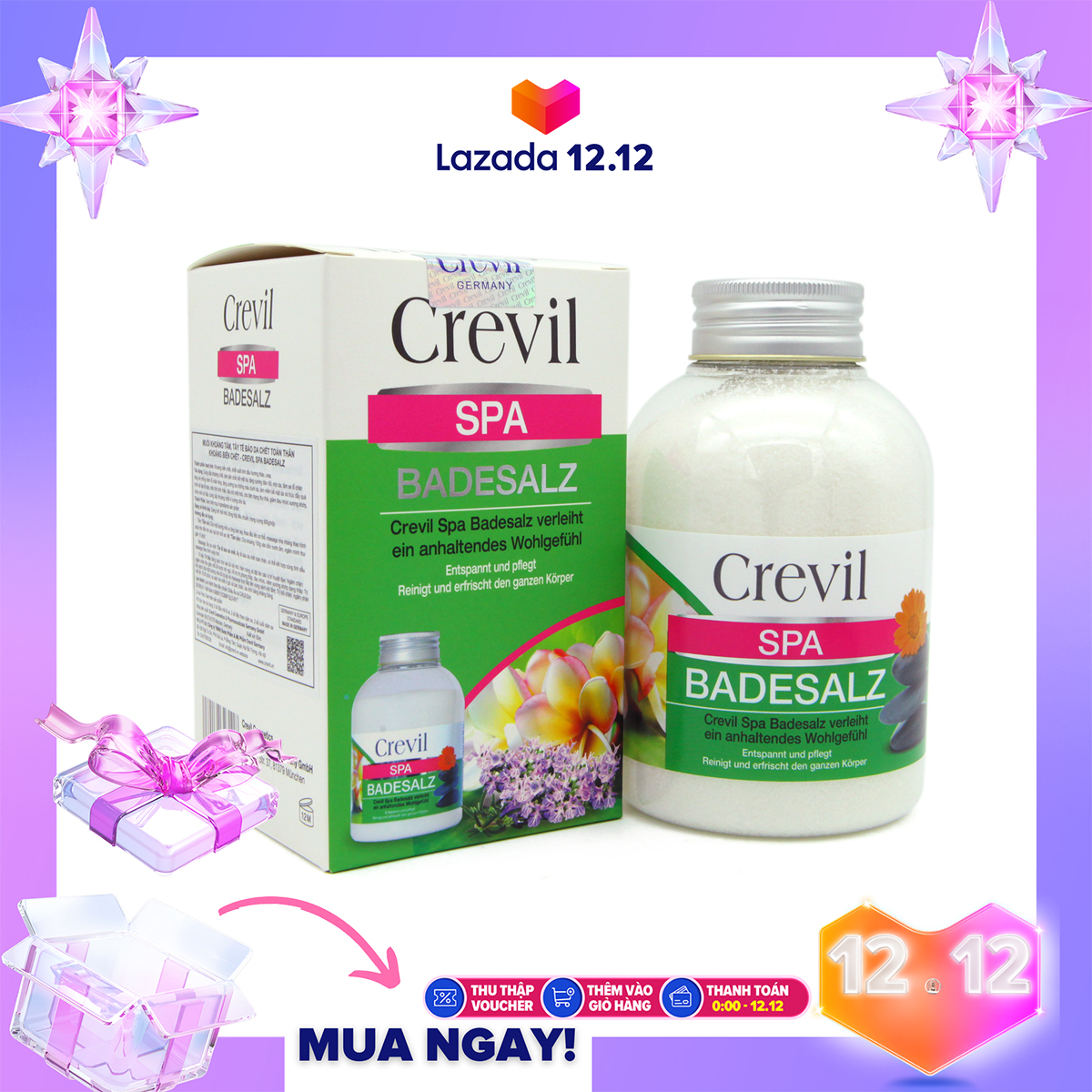 Muối khoáng tẩy da chết Crevil spa Badesalz - 600g