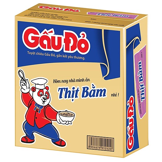 Thùng 30 gói mì Gấu Đỏ thịt bằm 63g
