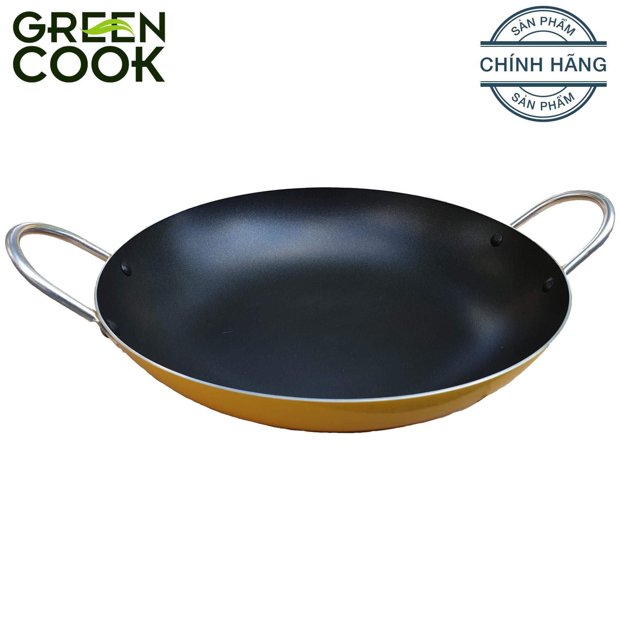 CHẢO XÀO SÂU LÒNG CHỐNG DÍNH GREEN COOK GCP03-34 34CM