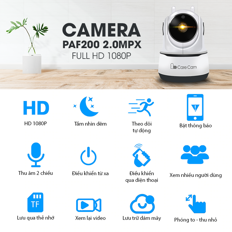 Camera IP Wifi CareCam PAF-200 - 2MP