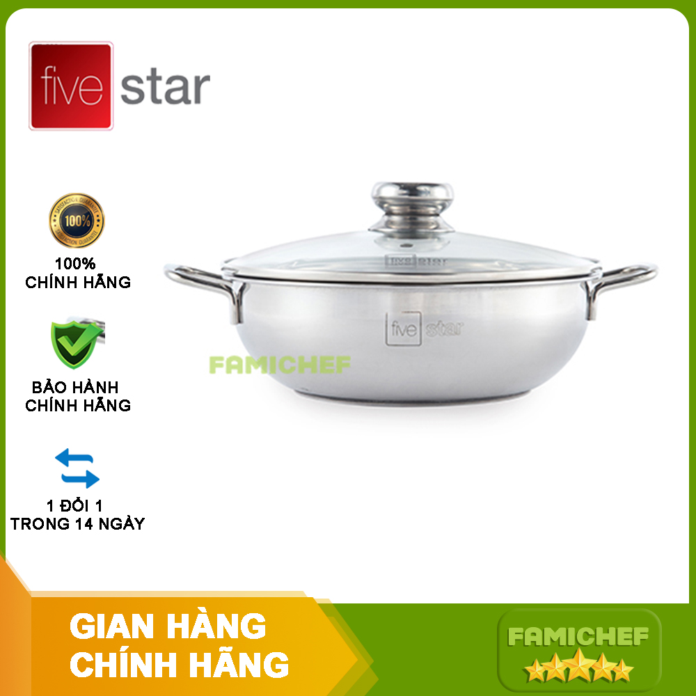 NỒI LẨU INOX 3 ĐÁY NẮP KÍNH FIVESTAR L243DG 24CM