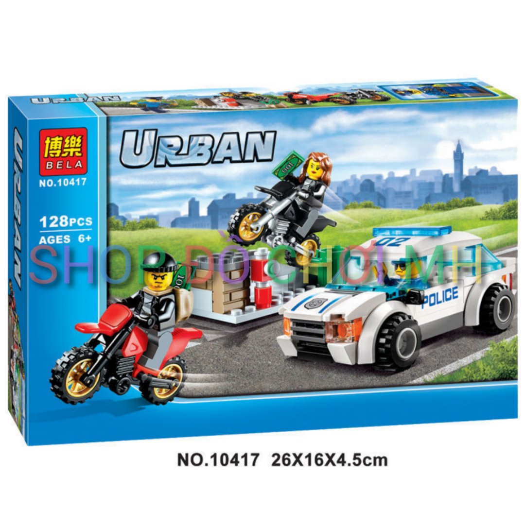 Lắp ráp xếp hình Lego City Bela 10417: Xe Chase cảnh sát tốc độ cao(128 chi tiết)