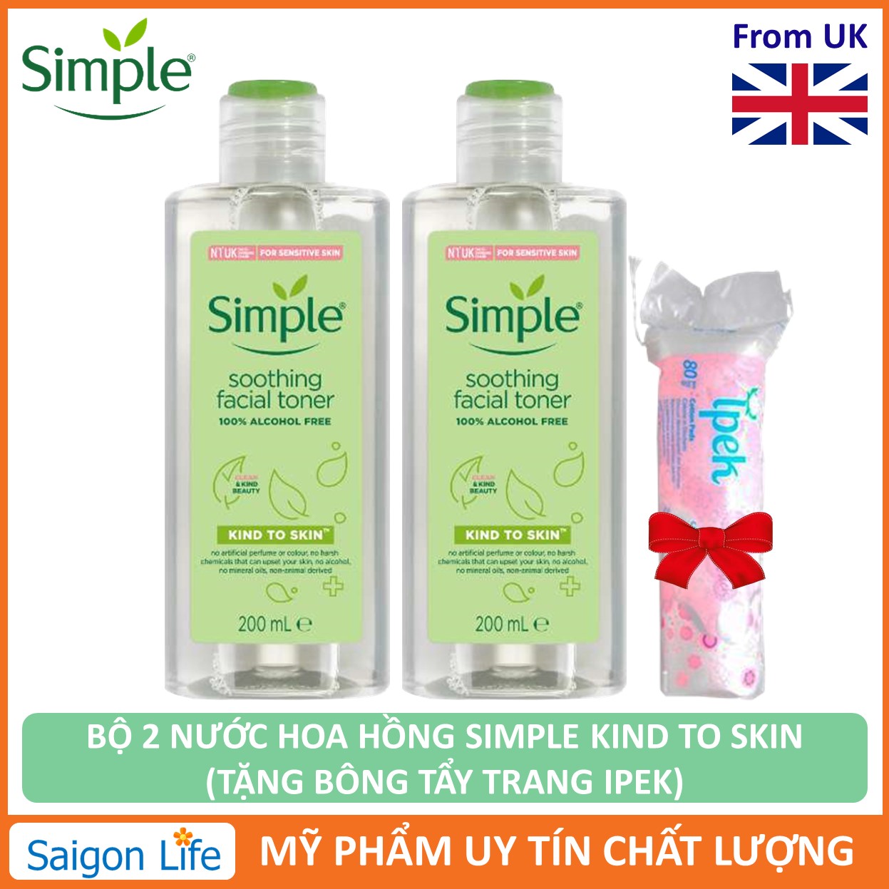 Nước hoa hồng Simple Kind To Skin Smoothing Facial Toner