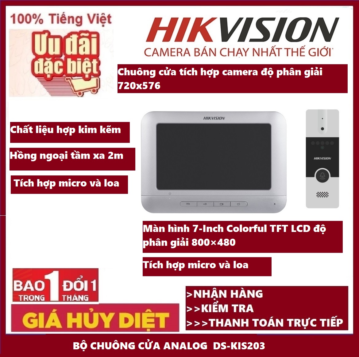 Bộ KIS chuông cửa HIKvision DS-KIS203