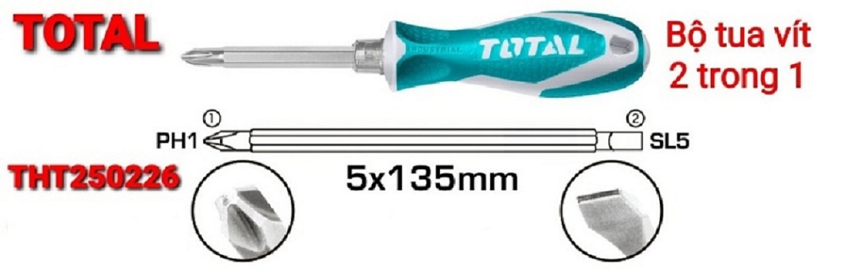 BỘ TUA VÍT 2IN1 TOTAL THT250226