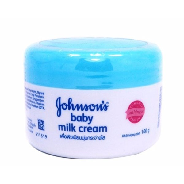 Kem dưỡng ẩm chứa sữa & gạo Johnsons Baby 50g (Xanh)