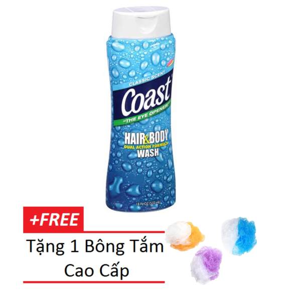 Sữa tắm gội Coast dành cho nam 532ml tặng kèm 1 bông tắm cao cấp