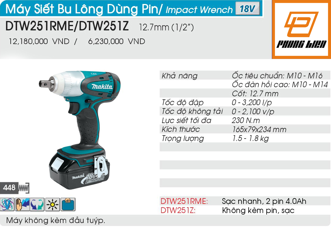 Máy bắt vít Makita DTW251