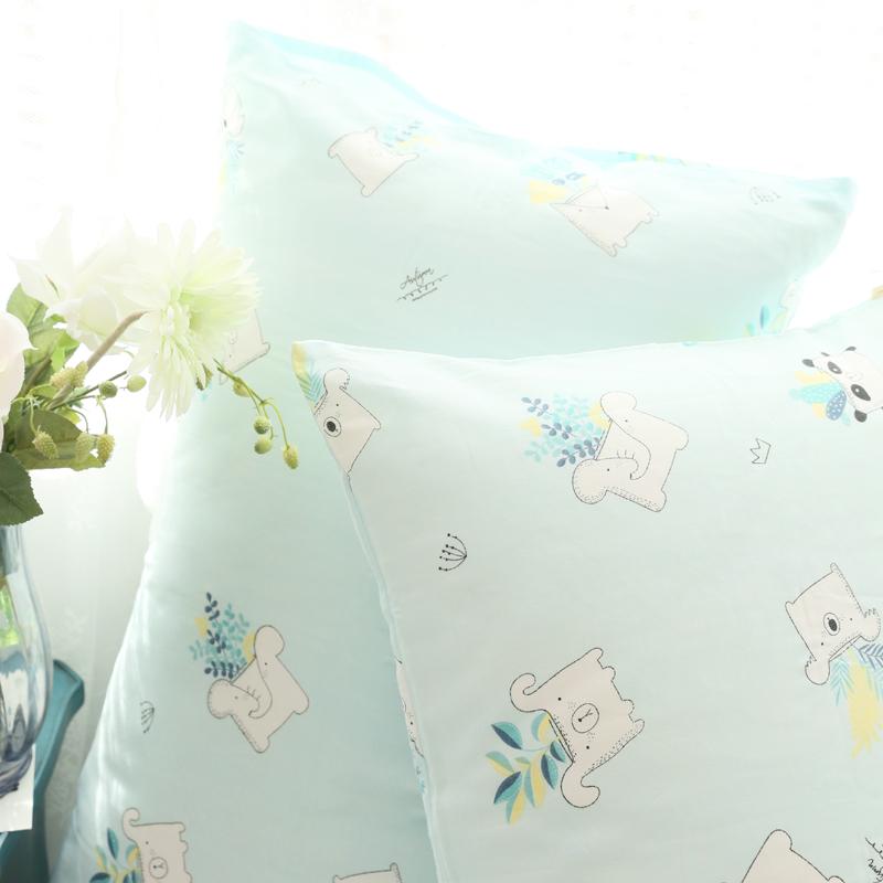 Sợi Hai Lớp 100% Cotton Hoạt Hình Tươi Trẻ Em Vỏ Gối Màu Xanh Dương Cuối Chậu Hoa Động Vật Vỏ Gối Trên Giường Cung Cấp