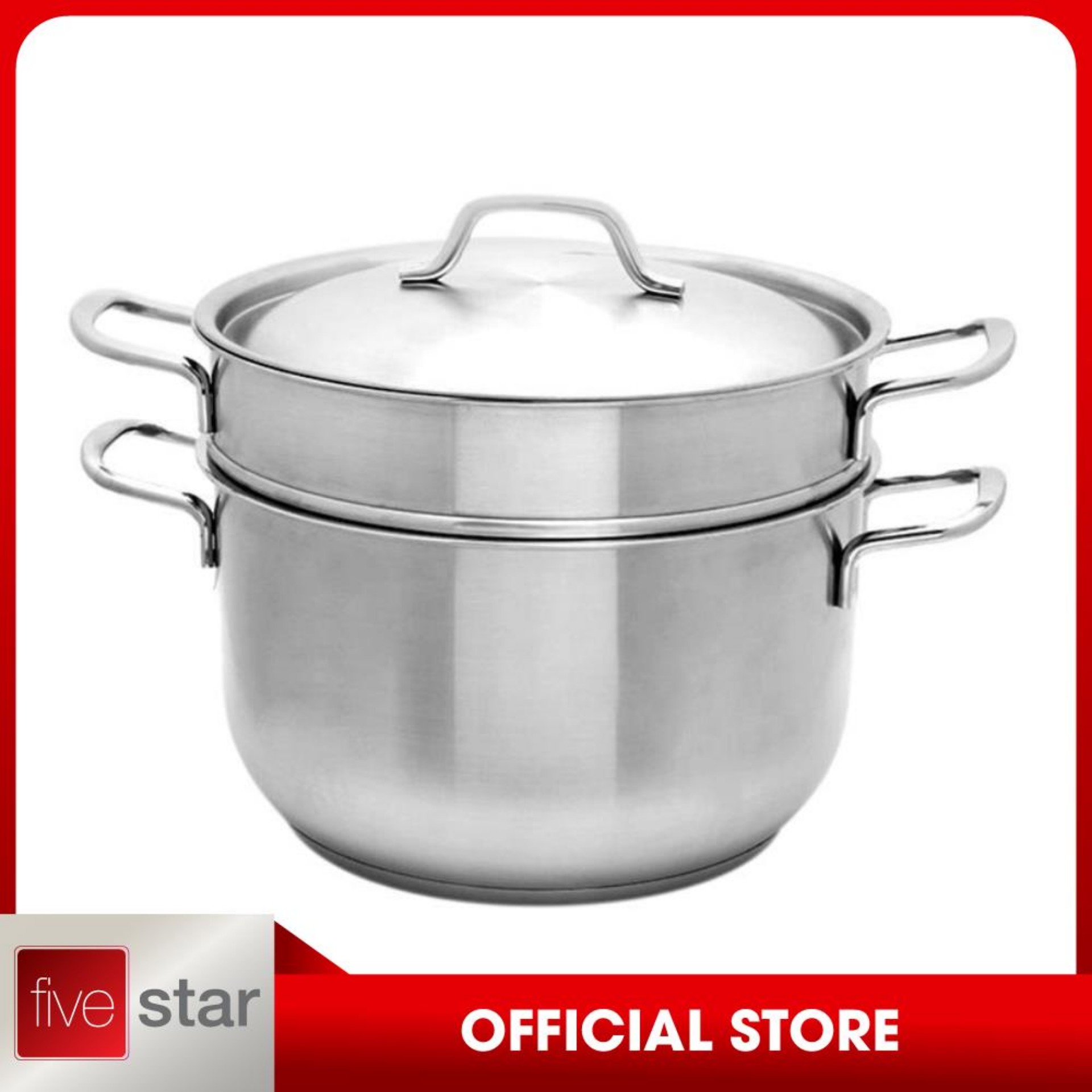 Bộ nồi xửng hấp inox Fivestar - 28 cm, 3 đáy, nắp inox