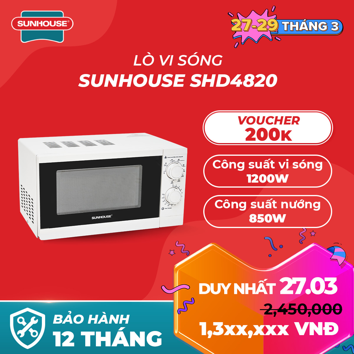 Lò vi sóng Sunhouse SHD4820 20L