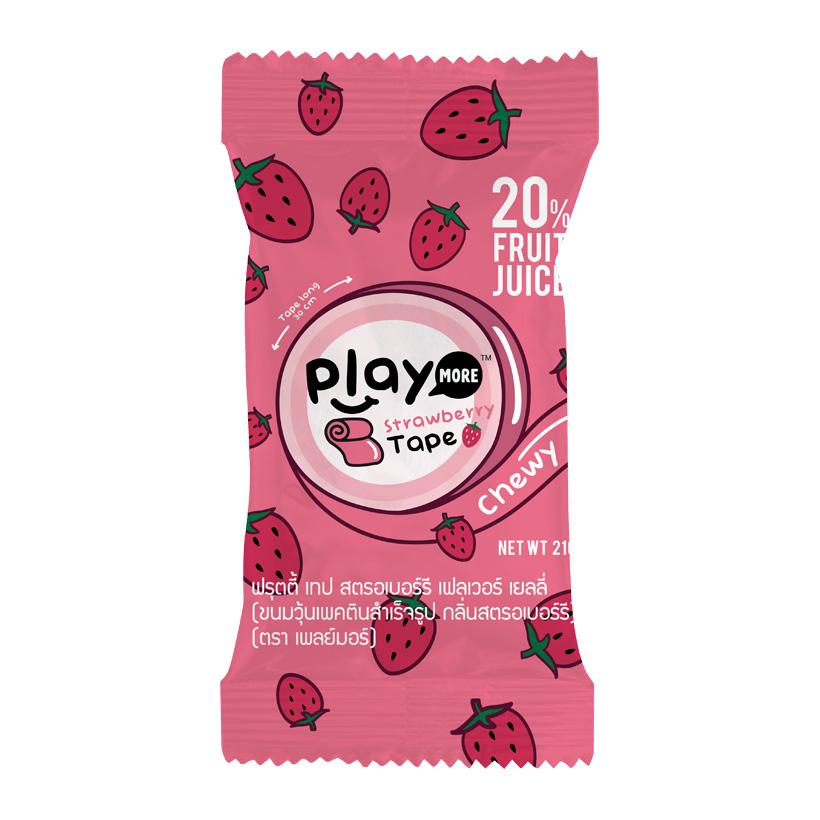 Kẹo dẻo cuộn vị dâu Play More gói 21g
