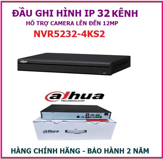 Đầu ghi hình IP 32 kênh cao cấp hỗ trợ 2 ổ cứng Dahua NVR5232-4KS2