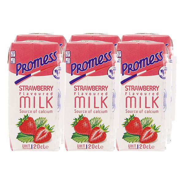 Sữa tươi tiệt trùng Promess hương Dâu 200ml lốc 6 hộp