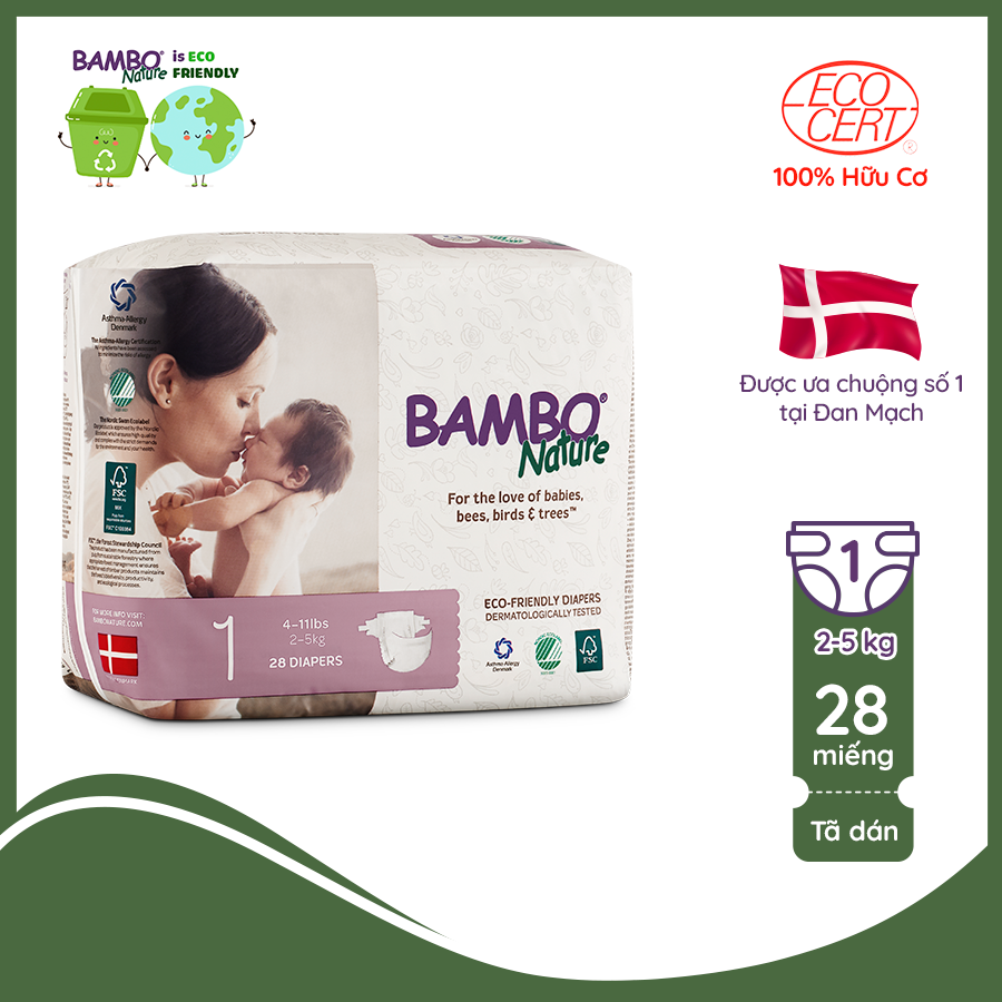Tã dán Bambo Nature Mini 2 Size S (3-6kg)