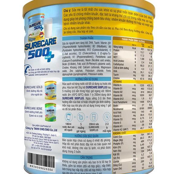 Sữa Surecare 500 plus 3+ 900g (3-15 tuổi)