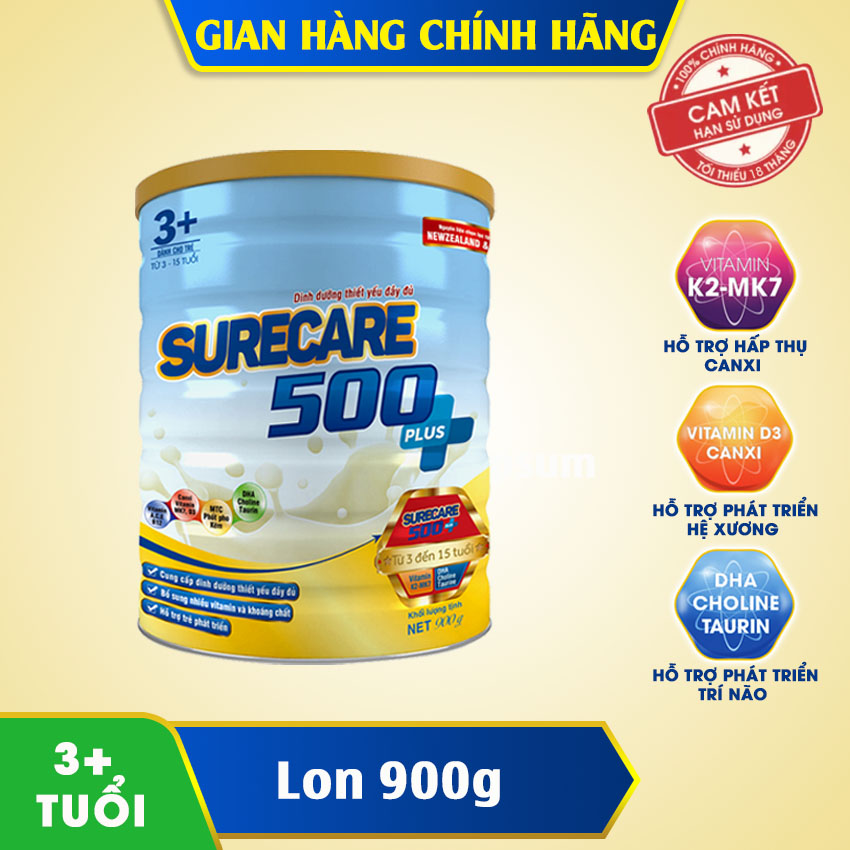 Sữa Surecare 500 plus 3+ 900g (3-15 tuổi)
