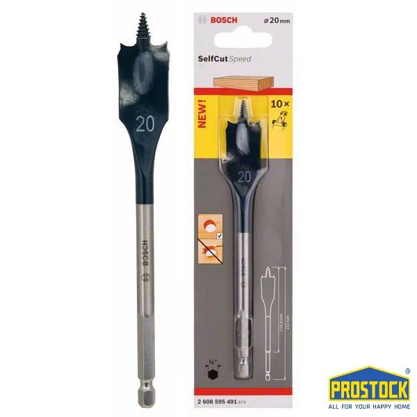 Mũi khoan gỗ đuôi cá Bosch 2608595491 20mm