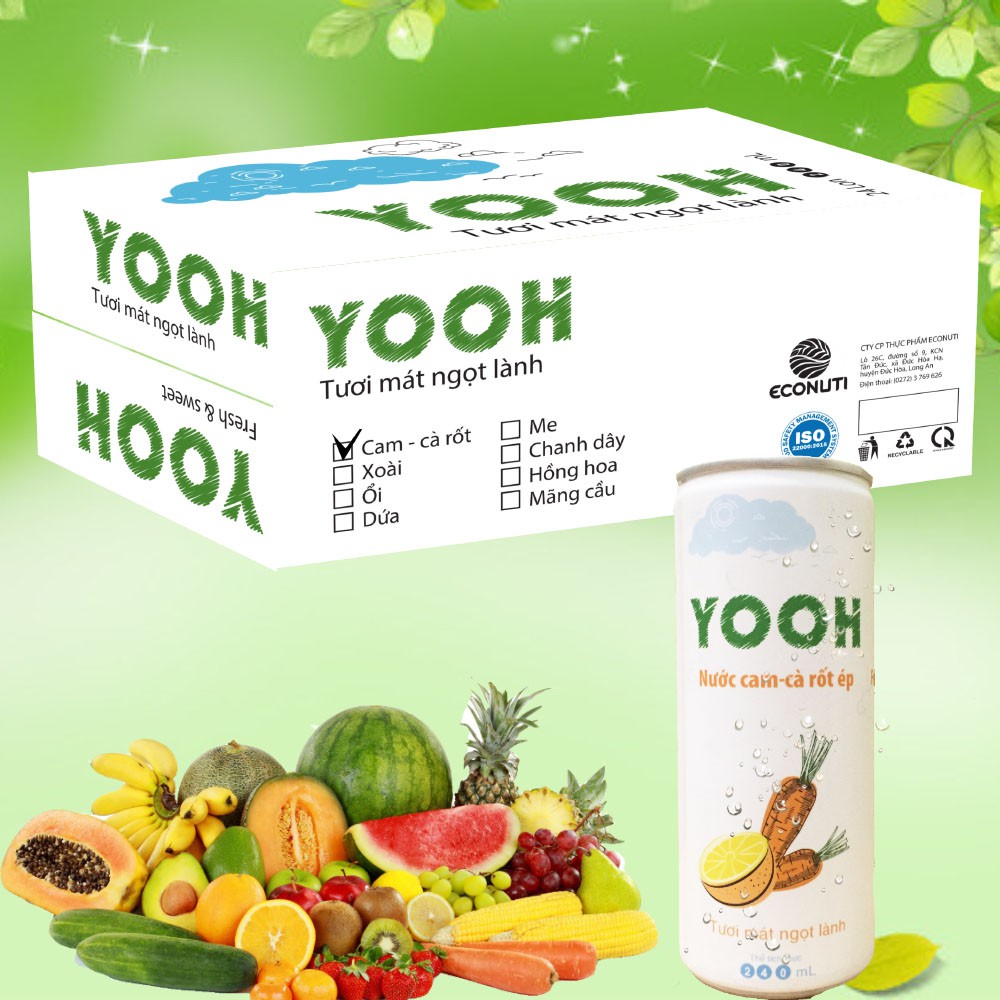 Nước ép YOOH Cam cà rốt 240ml thùng 24 lon