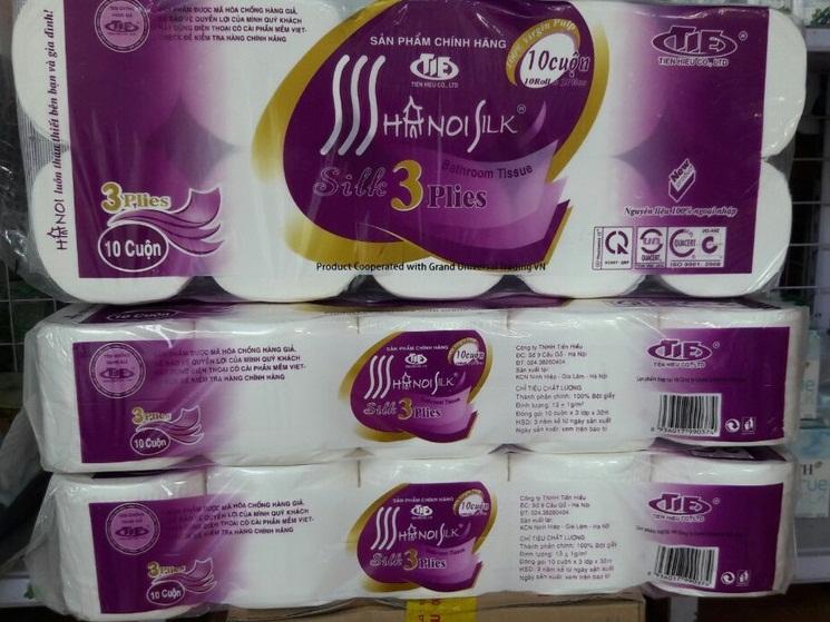 Giấy vệ sinh 3 lớp Hà Nội có lõi bịch 10 cuộn