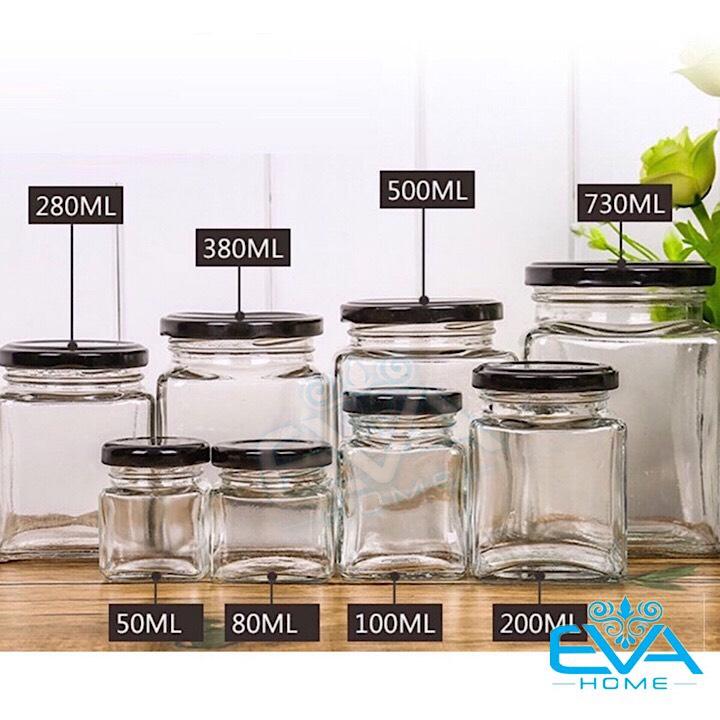 BỘ 6 HŨ THỦY TINH VUÔNG NẮP VẶN 280ML