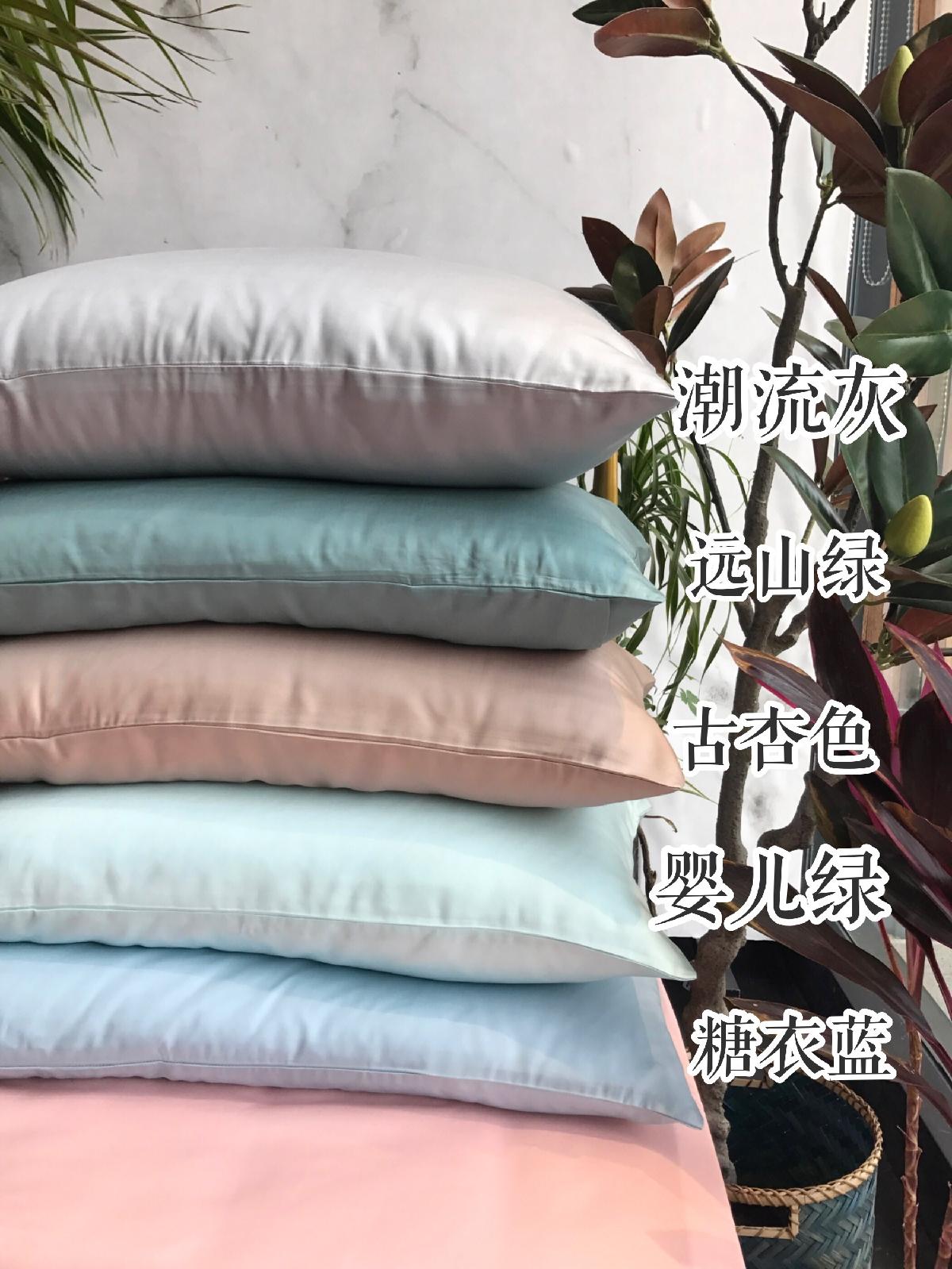 Mùa Hè Sản Phẩm Duy Nhất Đồng Bằng Giản Lược Lụa Tencel Vỏ Gối 60 Áo Màu Xanh Tencel Ngủ Trần Có Thể Được Hỗ Trợ