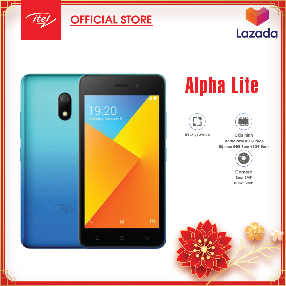 Điện thoại Itel Alpha Lite - 1GB RAM, 8GB, 5 inch