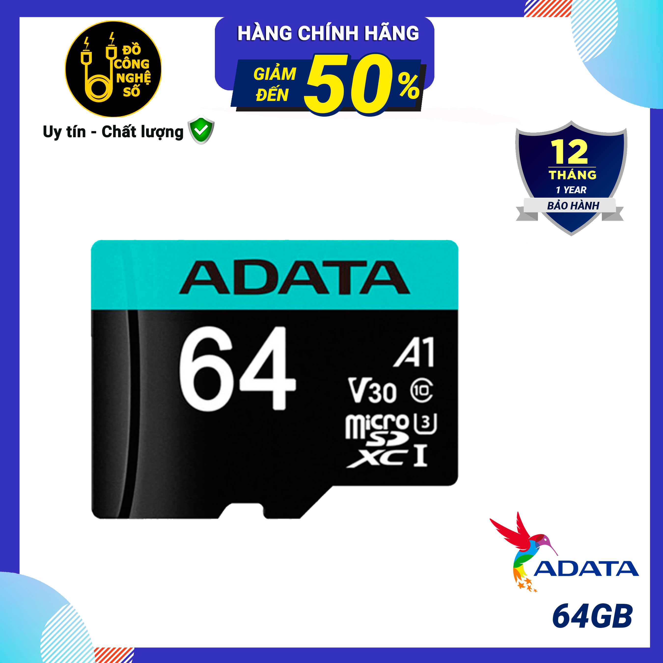 Thẻ nhớ microSDXC ADATA Premier Pro A1 V30S UHS-I U3 64GB 100/80MBs