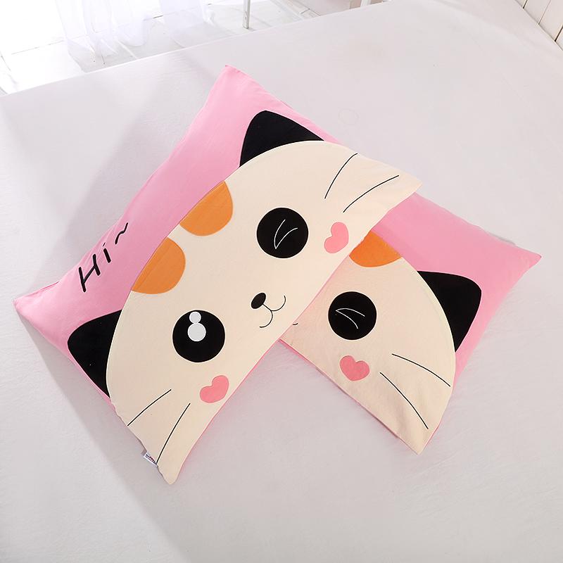 Nhật Bản Tranh Minh Họa Kinecat Đáng Yêu Mèo 100% Cotton Vải Ghép Phụ Nữ Duy Nhất Vỏ Gối Vỏ Gối (Không Bao Gồm Ruột Gối)