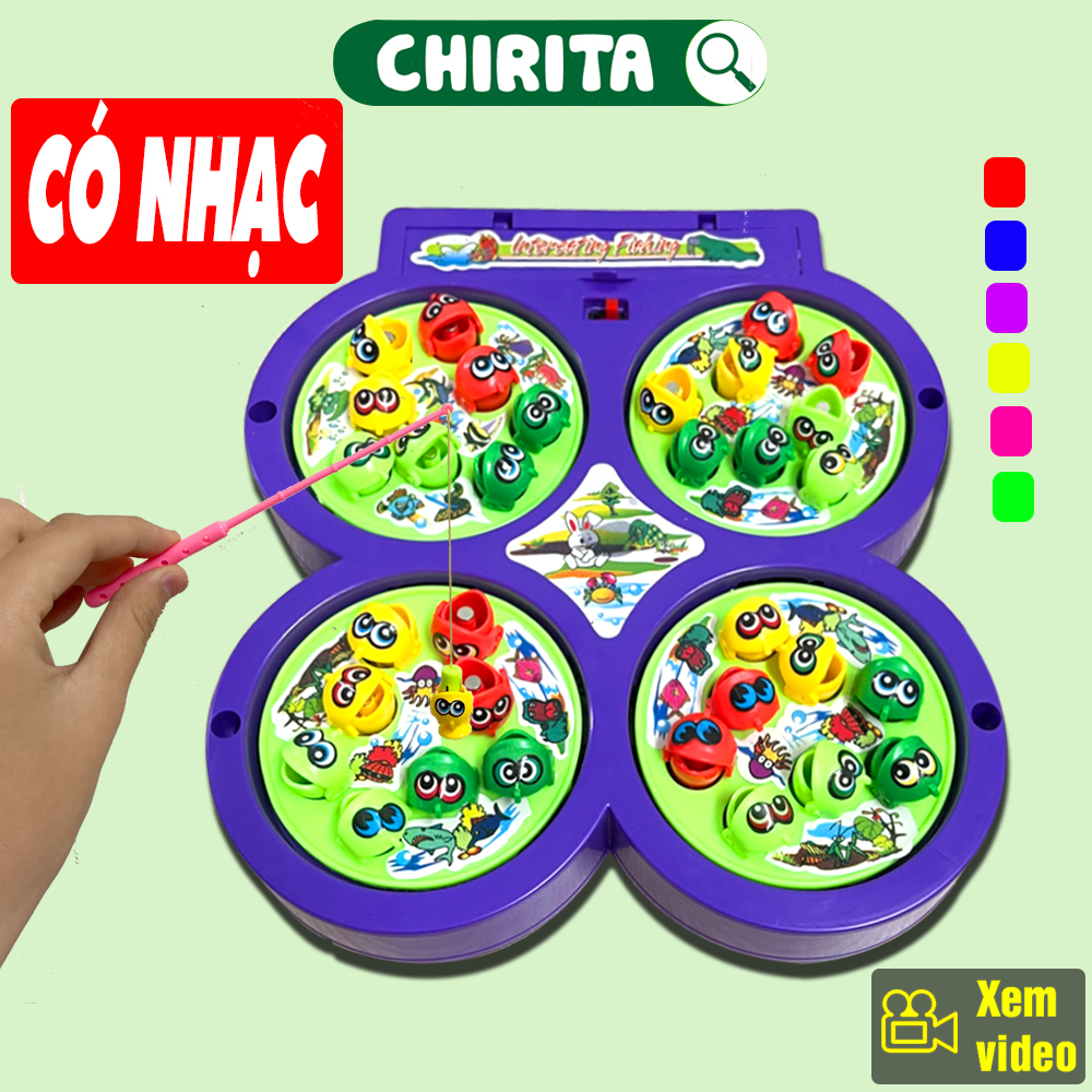 Bộ câu cá 4 hồ nam châm phát nhạc