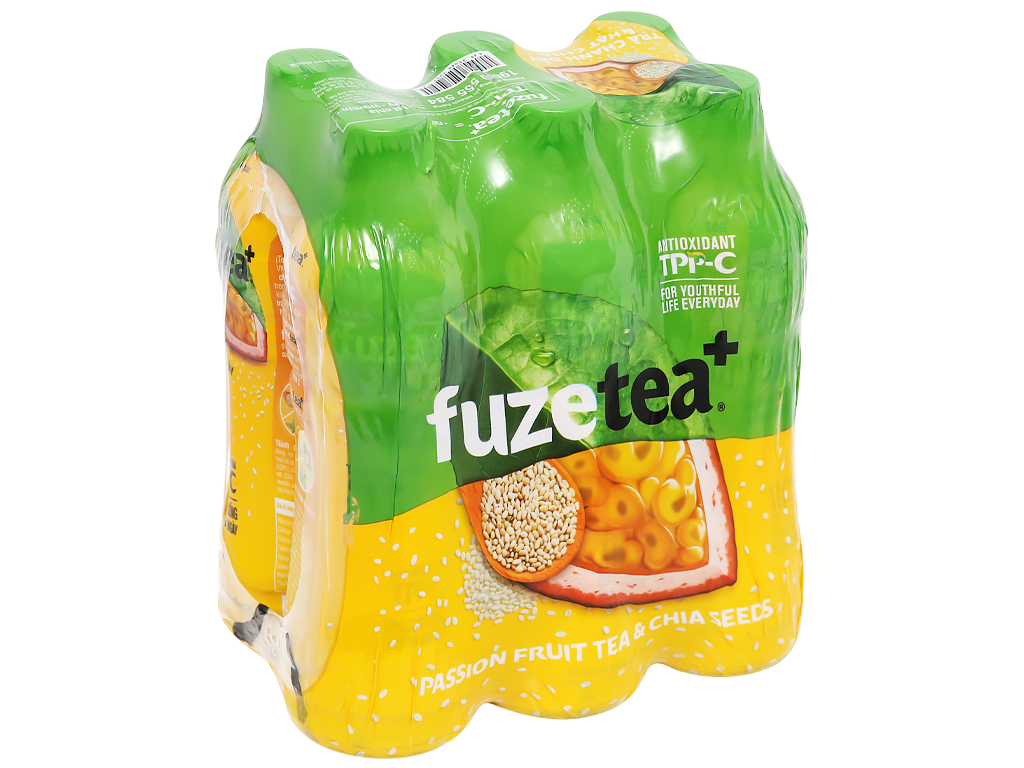 Trà Fuzetea+ chanh dây và hạt chia 450ml lốc 6 chai