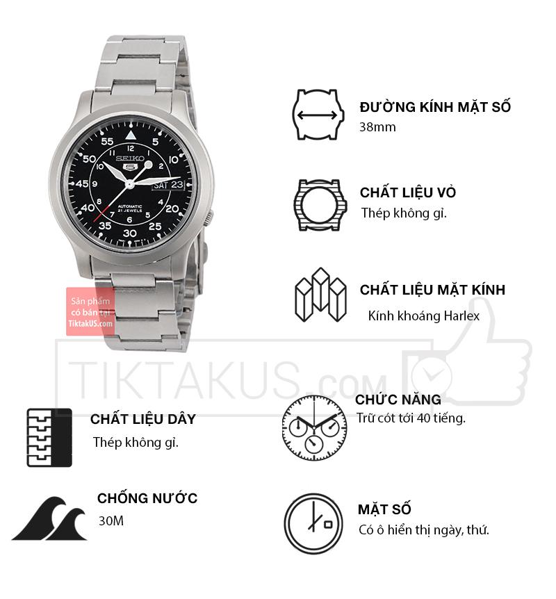 Đồng hồ Seiko Men's SNK809 Seiko 5 Automatic Black